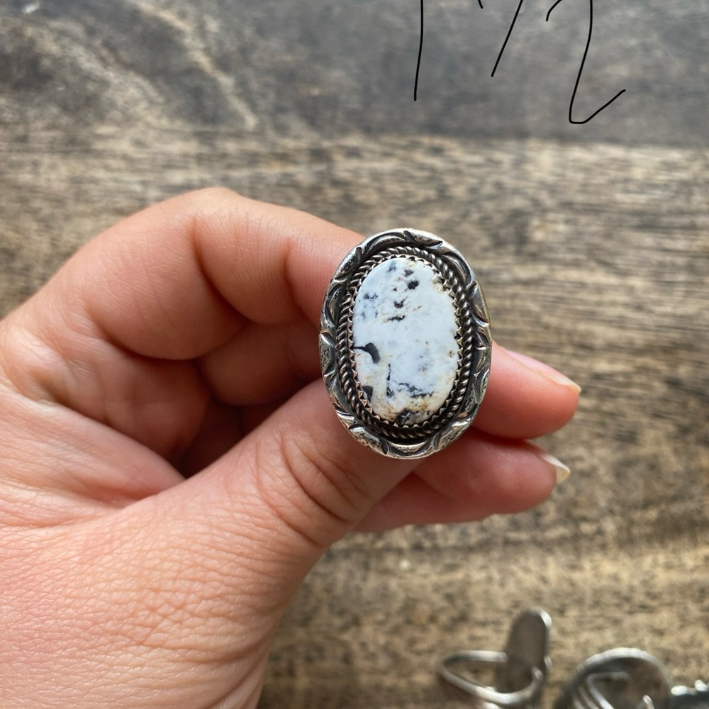 Silver and White Stone Women's Ring